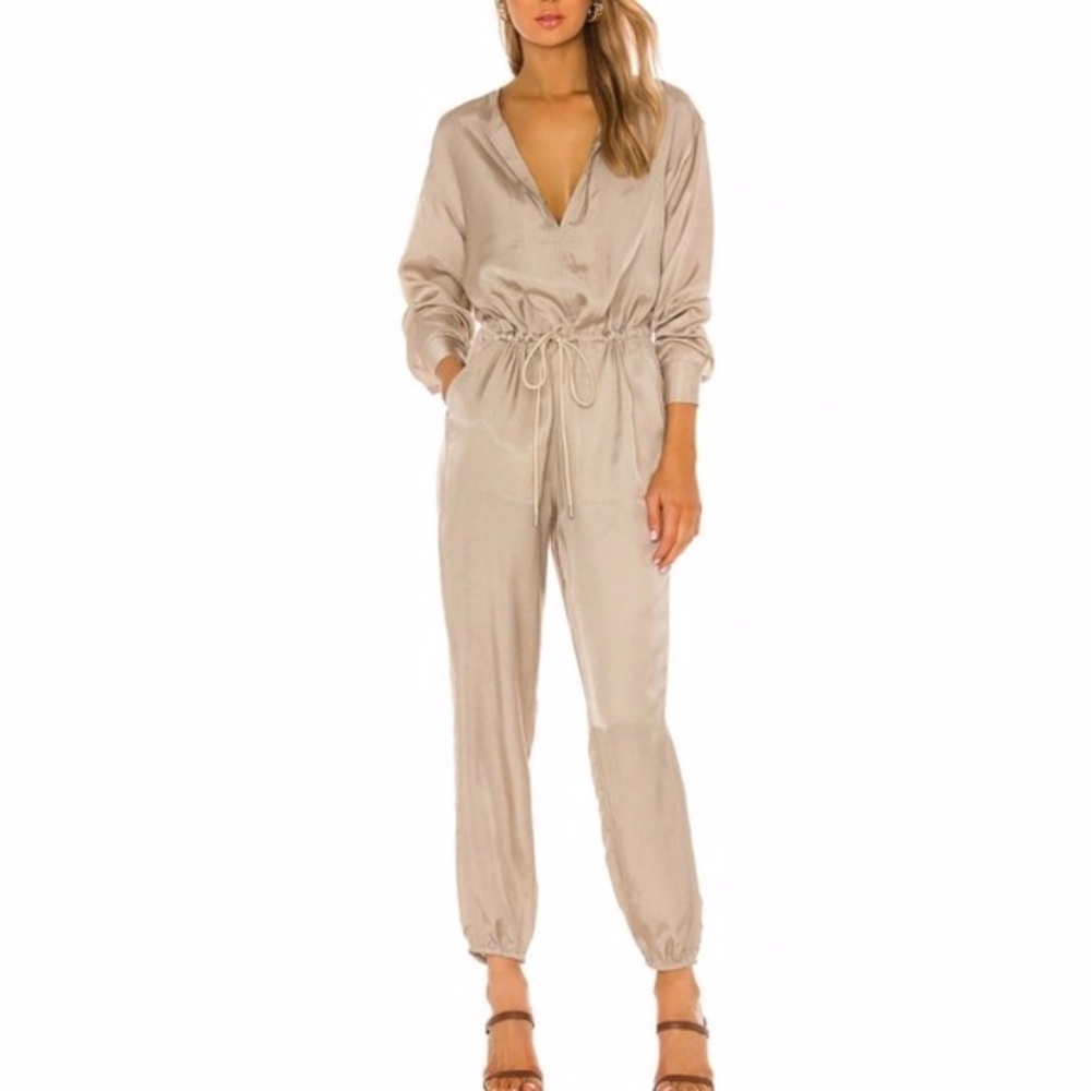 ATM Anthony Thomas Melillo Micro Twill Jogger Jumpsuit in Willow Bark Medium